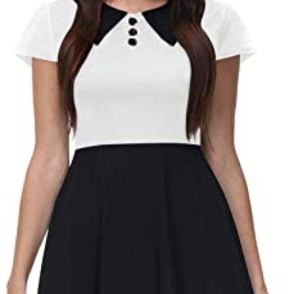 For G and PL Halloween Women's Short Sleeve Peter Pan Collar Fit and Flare Dress - Picture 1 of 4
